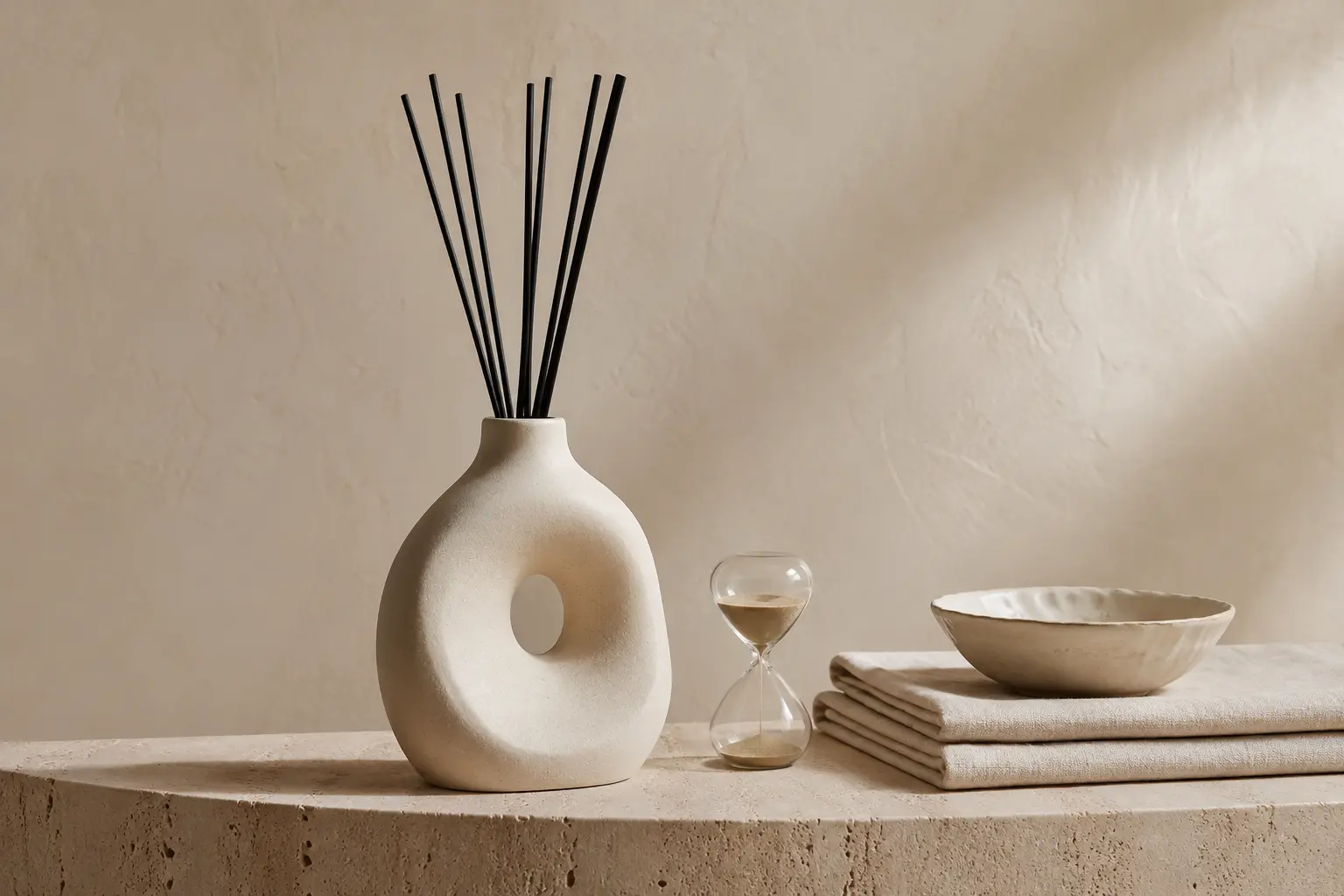 Ispirazione per la casa: diffusore in ceramica, clessidra e ciotola decorativa